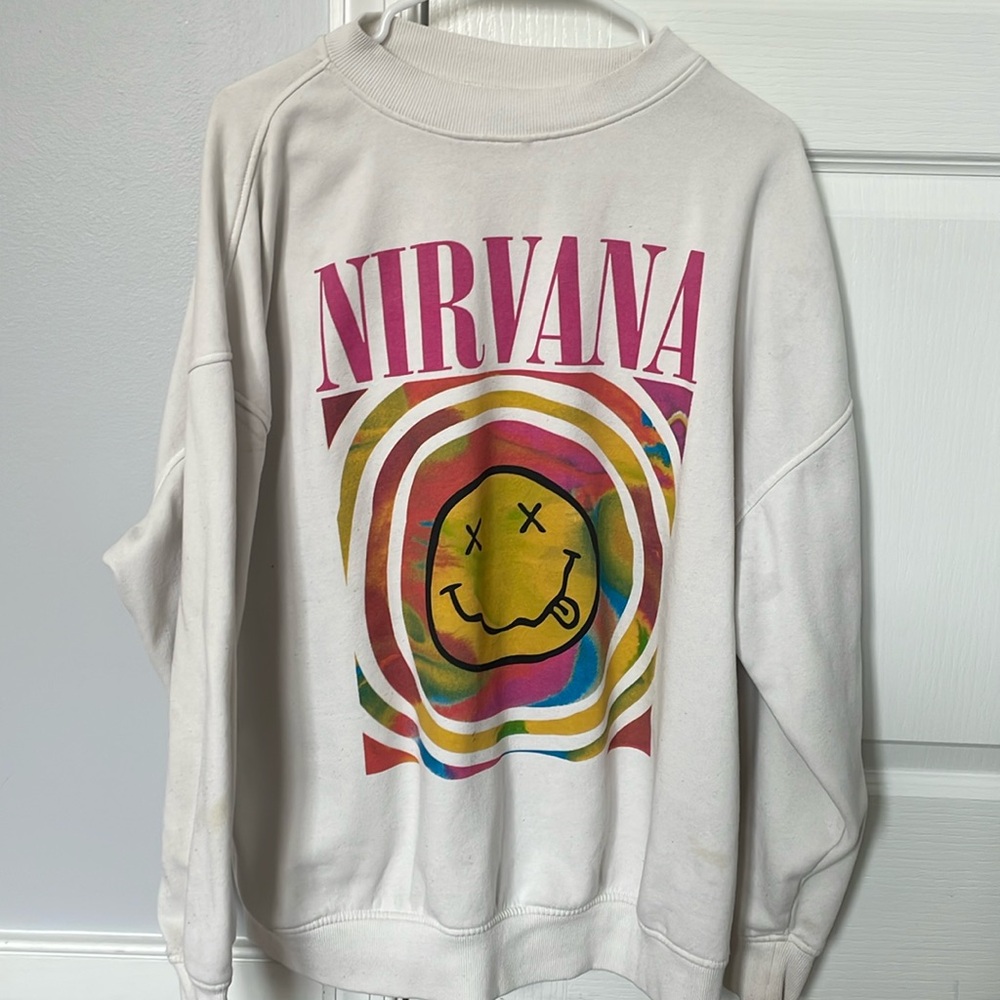 Large White Nirvana Crew Neck - image 1